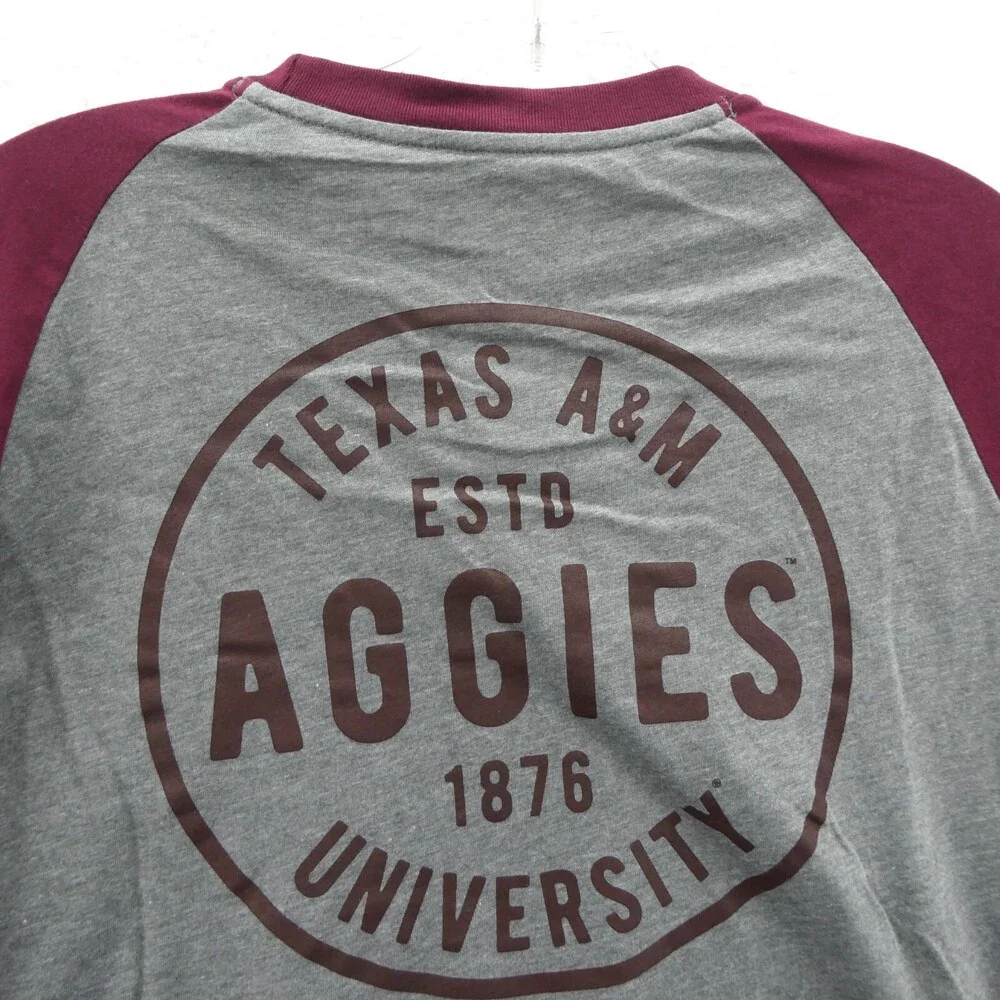 Texas A&M Aggies Shirt‎ Mens Medium Gray Adidas College Football Raglan 3/4 New